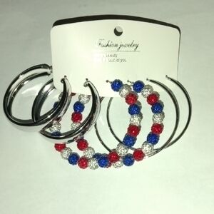 Fashion Jewelry Multicolor Hoop Earrings Trio